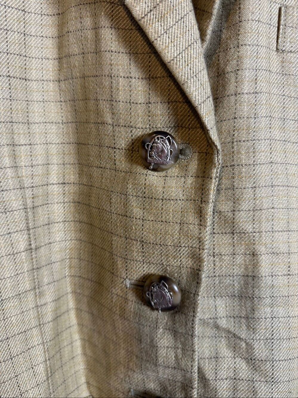 Vintage Ralph Lauren Women’s Blazer 100% Linen Size 8 Petite Tan Beige Plaid - Picture 6 of 8